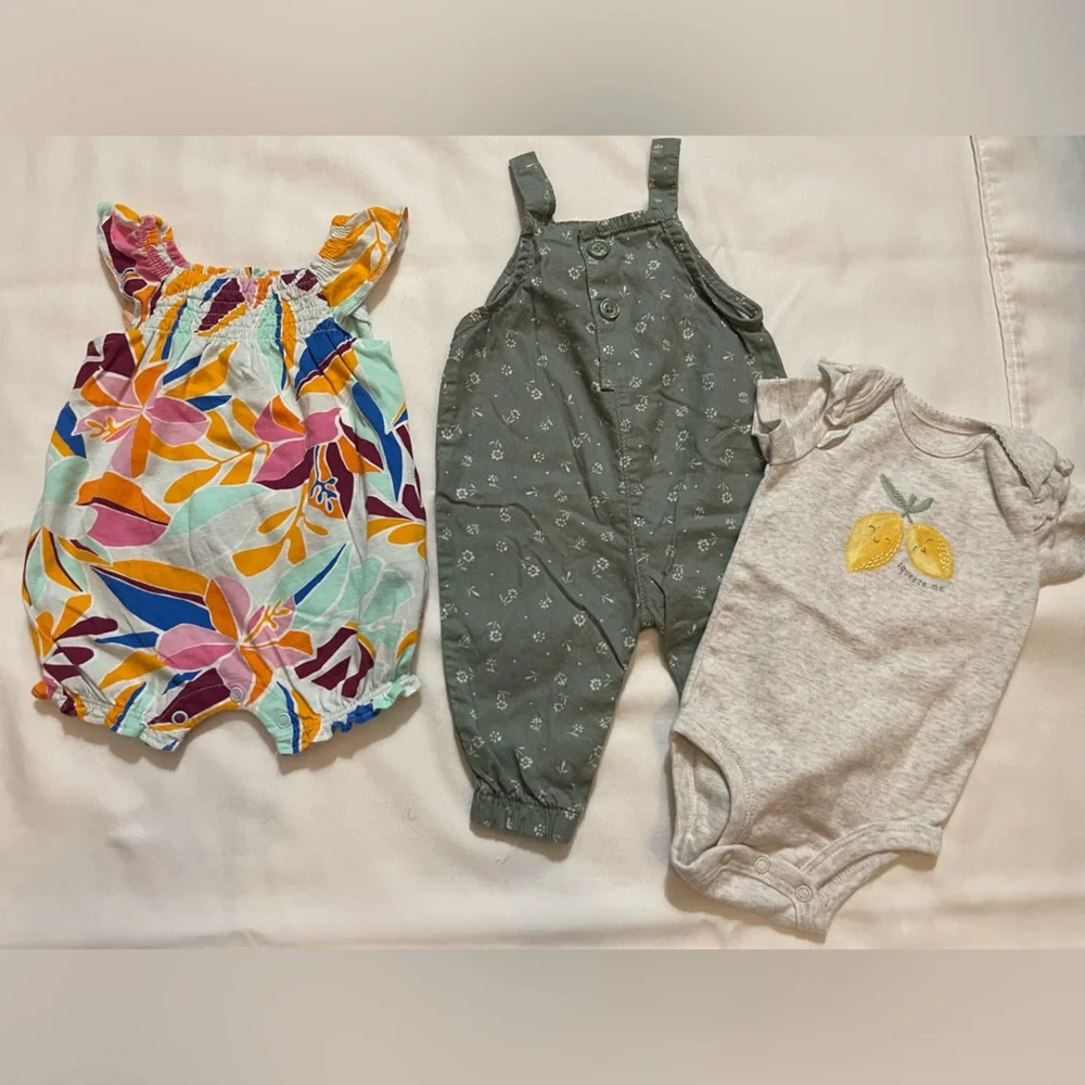Carters Floral Jumpsuit and Green Floral Jumper w/onesie